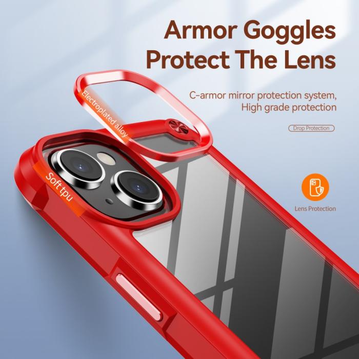 Bild 6,  iPhone 15 Plus Skal Shockproof Hybrid Armor Röd - Teknikhallen.se