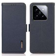 KHAZNEH KHAZNEH Xiaomi 14 Ultra Fodral RFID Litchi &Auml;kta L&auml;der Bl&aring; - Teknikhallen.se