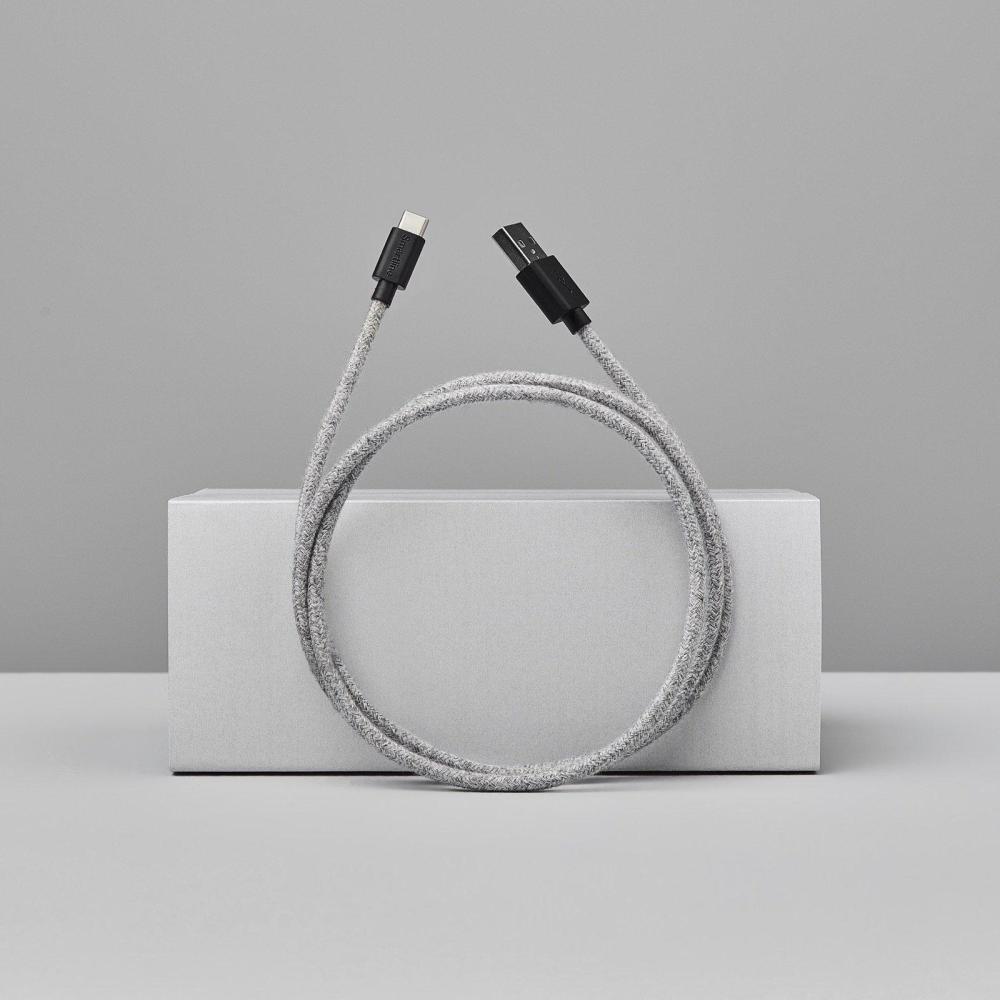 Smartline Smartline 2m 3A USB-C Fuzzy Laddningskabel Grå - Teknikhallen.se