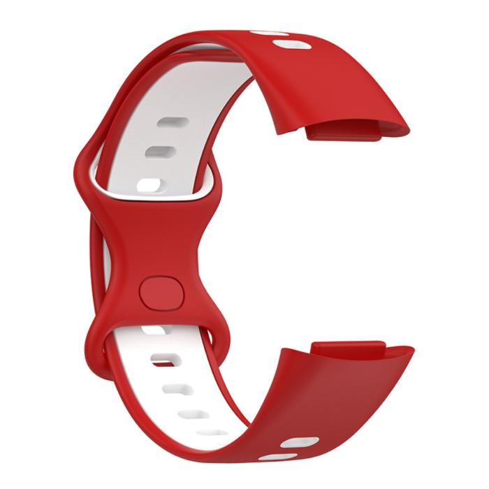 Bild 3,  Fitbit Charge 6 / 5 Armband Silikon Tvåfärgat Röd/Vit - Teknikhallen.se