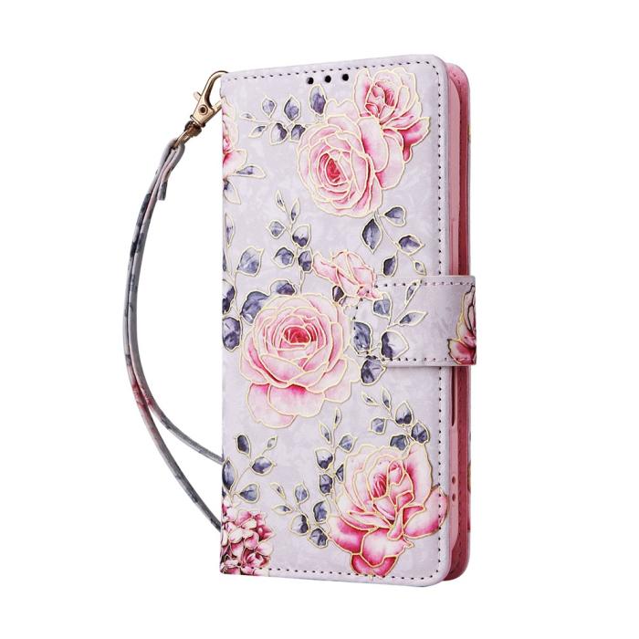 Bild 5,  iPhone 17 Fodral RFID Läder Rosa Blommor - Teknikhallen.se