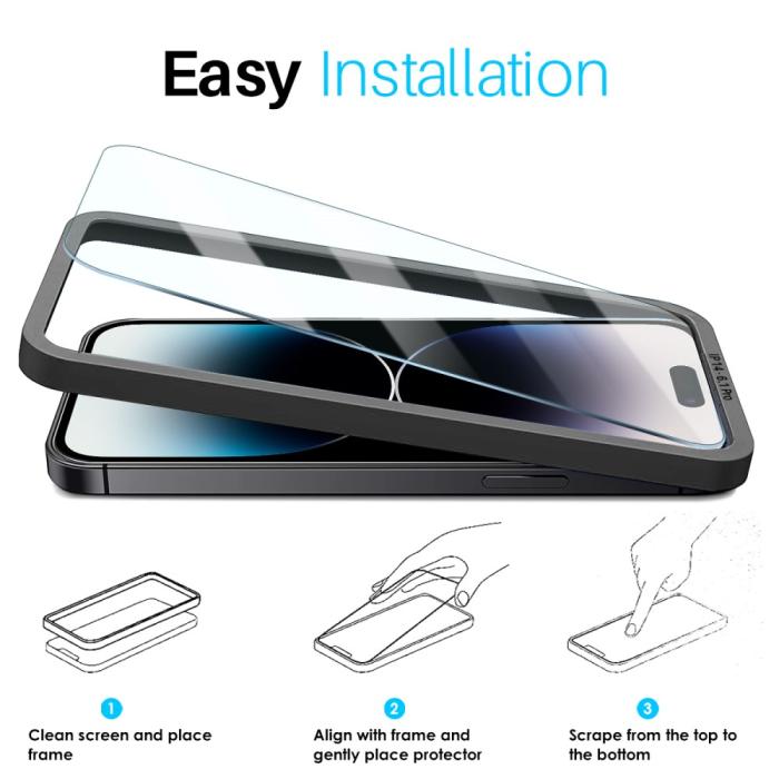 Bild 3, NORTHJO NORTHJO iPhone 14 Pro Skärmskydd 2-PACK Härdat Glas - Teknikhallen.se