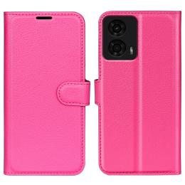  Motorola Moto G04 4G/G24 4G Fodral Litchi Läder Rosa - Teknikhallen.se