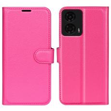  Motorola Moto G04 4G/G24 4G Fodral Litchi L&auml;der Rosa - Teknikhallen.se