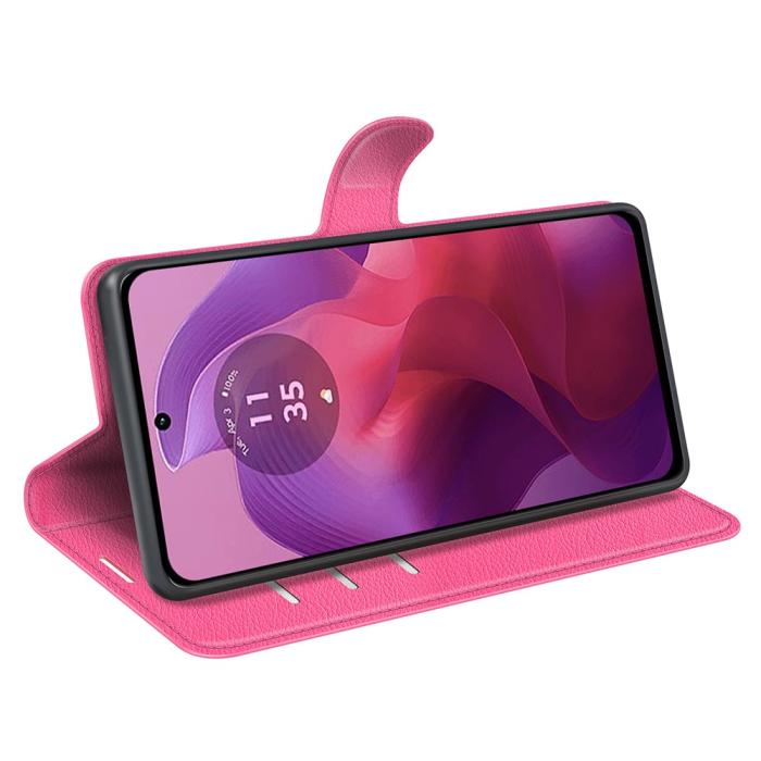 Bild 3,  Motorola Moto G04 4G/G24 4G Fodral Litchi Läder Rosa - Teknikhallen.se