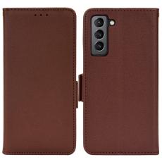  Samsung Galaxy S22 Plus Fodral Litchi Textur Brun - Teknikhallen.se