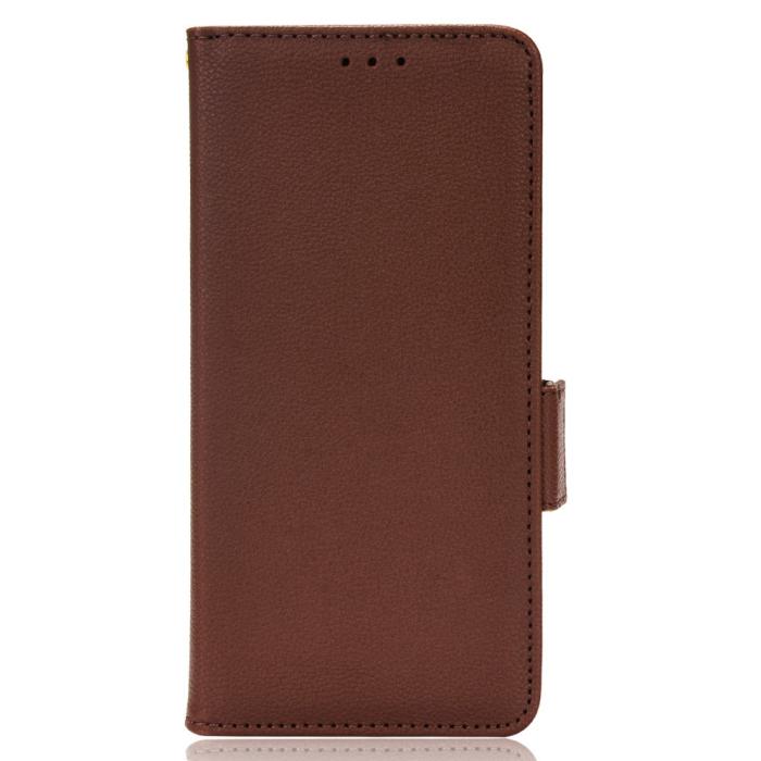 Bild 2,  Samsung Galaxy S22 Plus Fodral Litchi Textur Brun - Teknikhallen.se