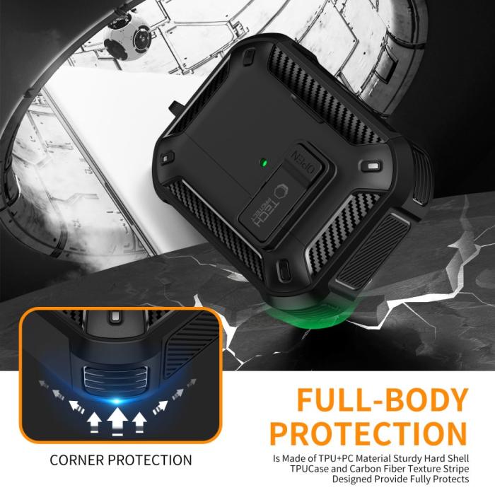 Bild 6, Tech-Protect Tech-Protect AirPods Pro 3 Skal MagSafe Carbonox Svart - Teknikhallen.se