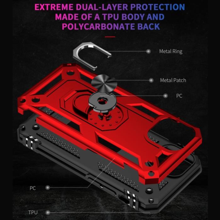 Bild 5,  iPhone 14 Pro Max Skal Shockproof Hybrid Ring Röd - Teknikhallen.se