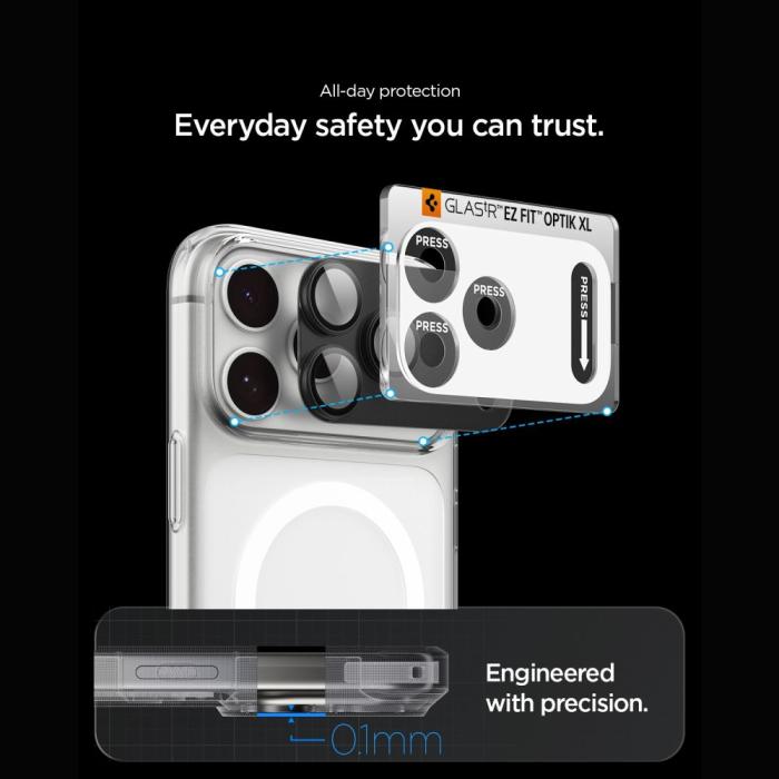 Bild 6, Spigen Spigen iPhone 18 Pro Max Linsskydd Optik Pro XL GLAS.tR 'Ez Fit' - Teknikhallen.se