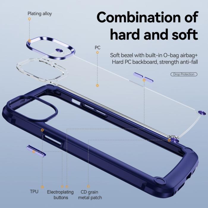 Bild 3,  iPhone 15 Plus Skal Shockproof Hybrid Armor Blå - Teknikhallen.se