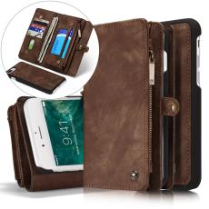CASEME iPhone 7/8 Plus - CASEME 2-i-1 Multifunktionellt Pl&aring;nboksfodral - Brun - Teknikhallen.se
