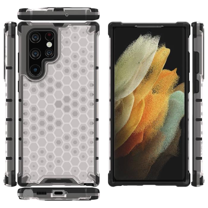 Bild 5,  Samsung Galaxy S22 Ultra Skal Armor Honeycomb Grå - Teknikhallen.se