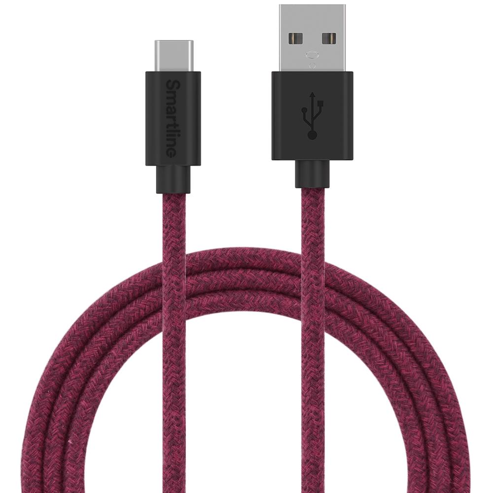 Smartline Smartline 2m 3A USB-C Fuzzy Laddningskabel Lila - Teknikhallen.se