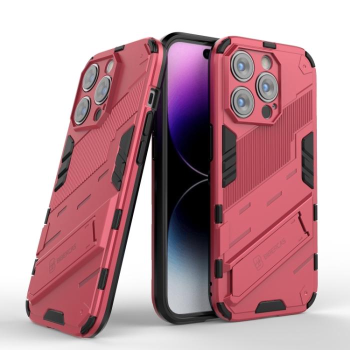 Bild 2,  iPhone 14 Pro Skal Hybrid Med Kickstand Röd/Rosa - Teknikhallen.se