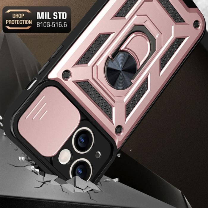 Bild 2,  iPhone 14 Skal Armor Hybrid Ring CamShield Roséguld - Teknikhallen.se