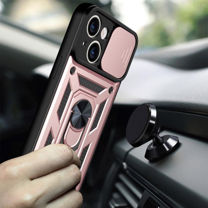 Bild 3,  iPhone 14 Skal Armor Hybrid Ring CamShield Roséguld - Teknikhallen.se