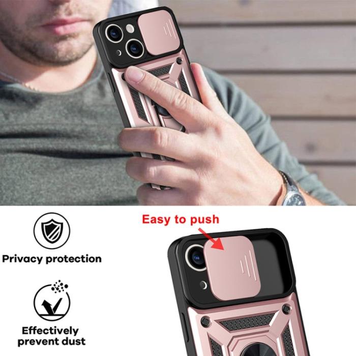 Bild 4,  iPhone 14 Skal Armor Hybrid Ring CamShield Roséguld - Teknikhallen.se