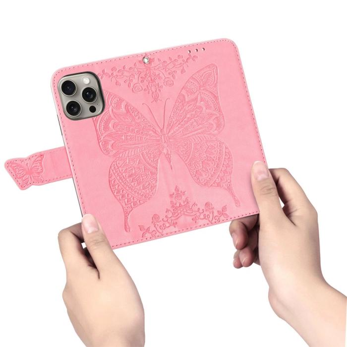 Bild 4,  iPhone 16 Pro Max Fodral Med Fjäril Tryck Rosa - Teknikhallen.se