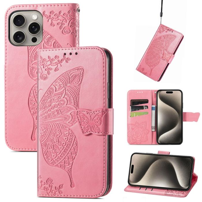 Bild 5,  iPhone 16 Pro Max Fodral Med Fjäril Tryck Rosa - Teknikhallen.se