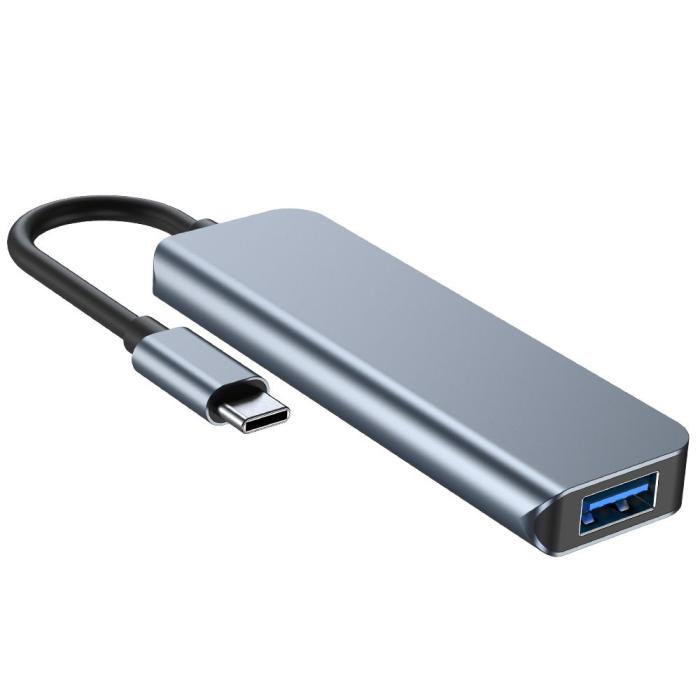 Bild 3, Tech-Protect Tech-Protect 4in1 USB-C Hub 4x USB-A Grå - Teknikhallen.se