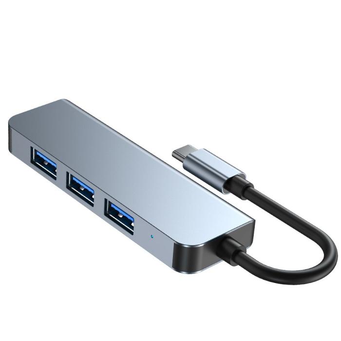 Bild 4, Tech-Protect Tech-Protect 4in1 USB-C Hub 4x USB-A Grå - Teknikhallen.se