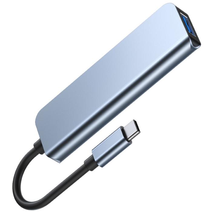 Bild 6, Tech-Protect Tech-Protect 4in1 USB-C Hub 4x USB-A Grå - Teknikhallen.se