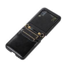  Galaxy Z Flip 3 Skal Solid L&auml;der 2 Kortfack Svart - Teknikhallen.se