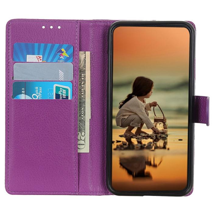 Bild 2,  Sony Xperia 1 VII Fodral Litchi Läder Lila - Teknikhallen.se