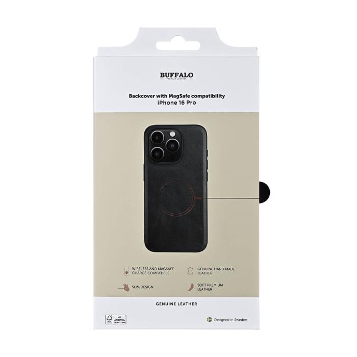 Bild 4, Buffalo Buffalo iPhone 16 Pro Skal MagSafe Äkta Läder Svart - Teknikhallen.se