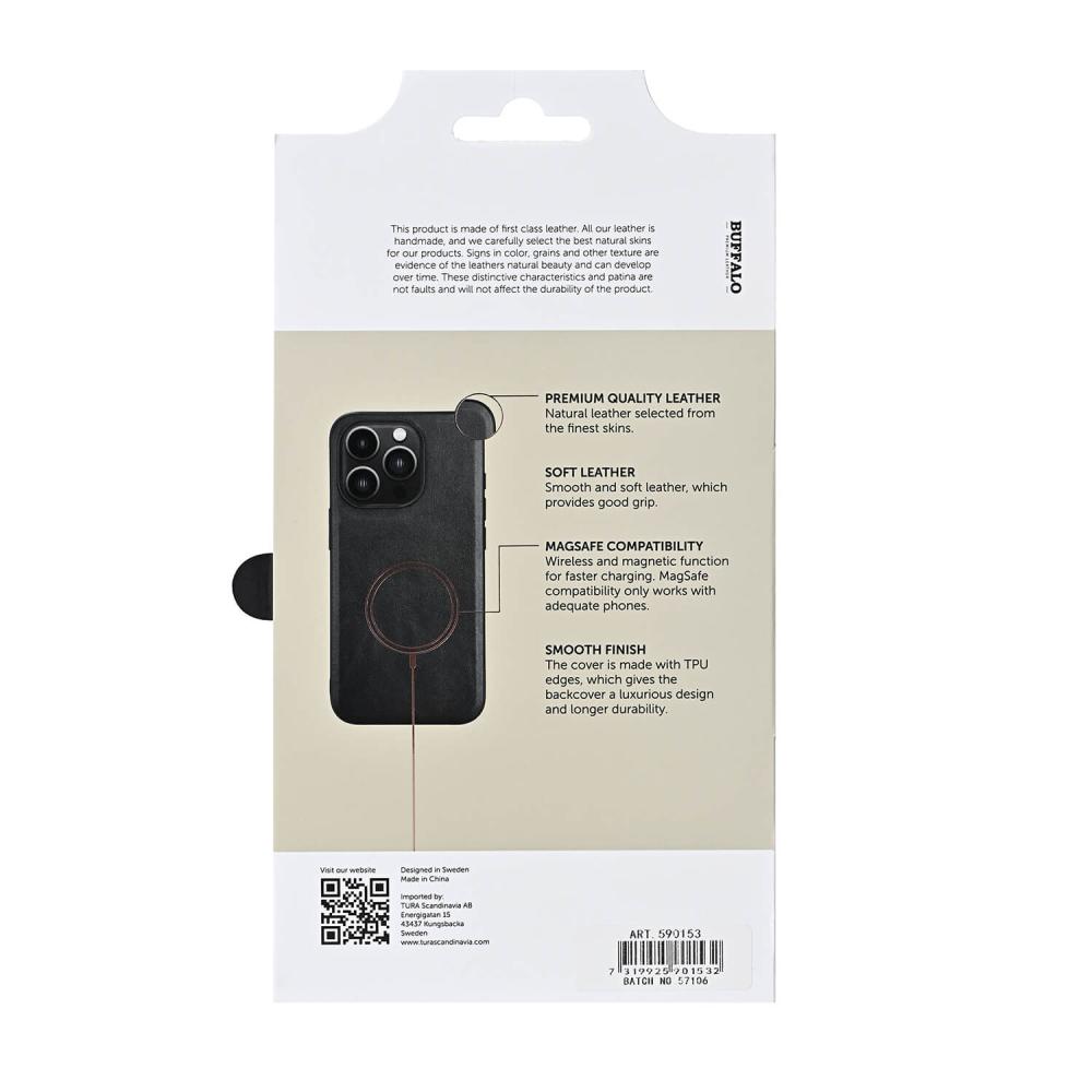 Buffalo Buffalo iPhone 16 Pro Skal MagSafe Äkta Läder Svart - Teknikhallen.se