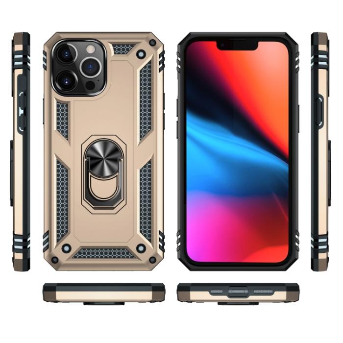 Bild 3,  iPhone 14 Pro Max Skal Shockproof Hybrid Ring Guld - Teknikhallen.se