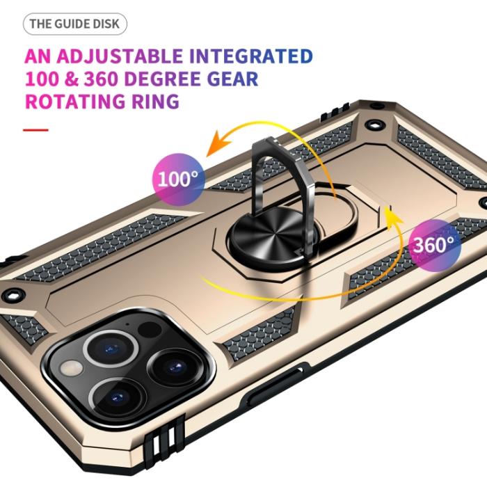 Bild 4,  iPhone 14 Pro Max Skal Shockproof Hybrid Ring Guld - Teknikhallen.se