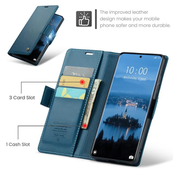 Bild 6, CASEME CASEME Redmi Note 14 Pro/Pro Plus 5G Fodral RFID Läder Blå - Teknikhallen.se