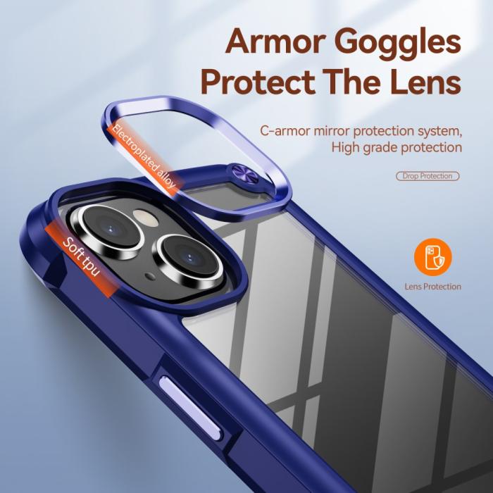 Bild 6,  iPhone 15 Plus Skal Shockproof Hybrid Armor Blå - Teknikhallen.se