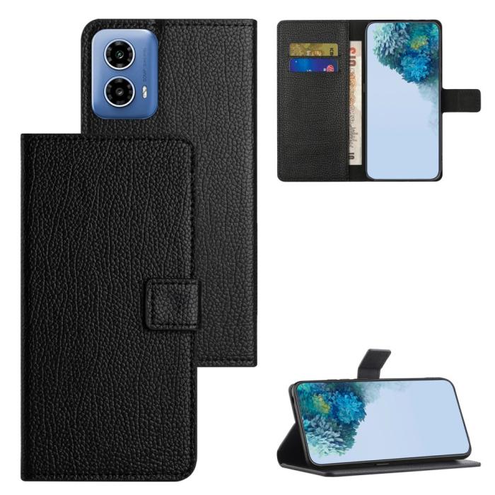 Bild 4,  Motorola Moto G35 5G Fodral Litchi Läder Svart - Teknikhallen.se