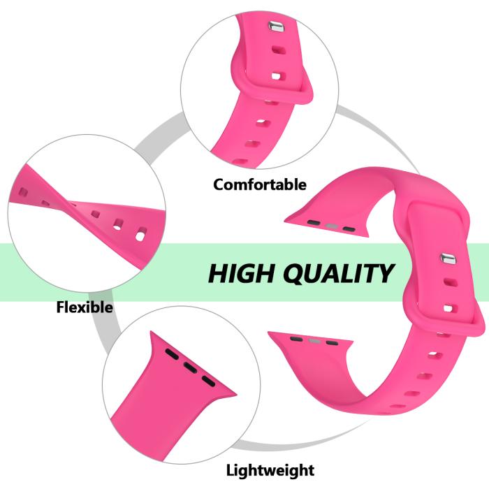 Bild 5, ColorPop Silikon Armband Butterfly Apple Watch 42/41/40/38 mm (S/M) Hot Pink - Teknikhallen.se