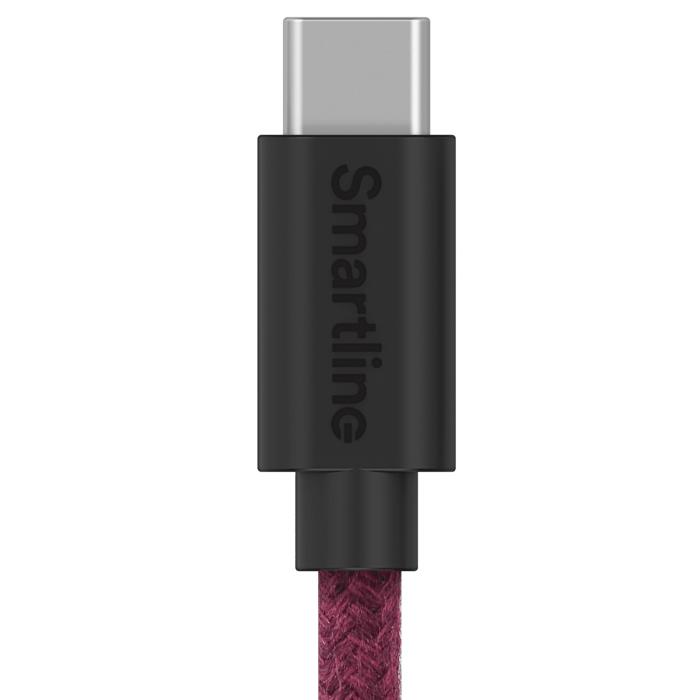 Bild 3, Smartline Smartline 2m 3A USB-C Fuzzy Laddningskabel Lila - Teknikhallen.se