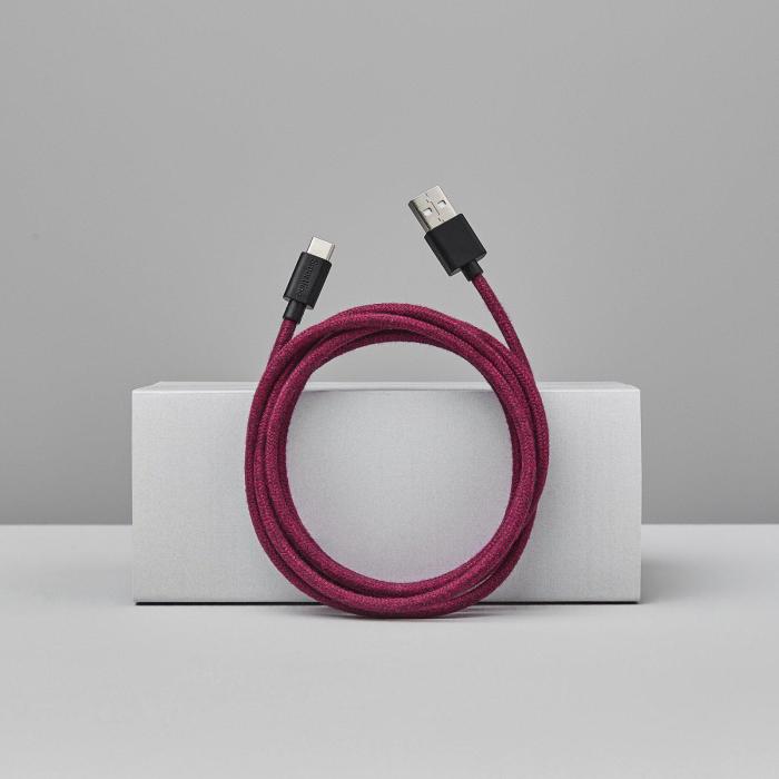 Bild 4, Smartline Smartline 2m 3A USB-C Fuzzy Laddningskabel Lila - Teknikhallen.se