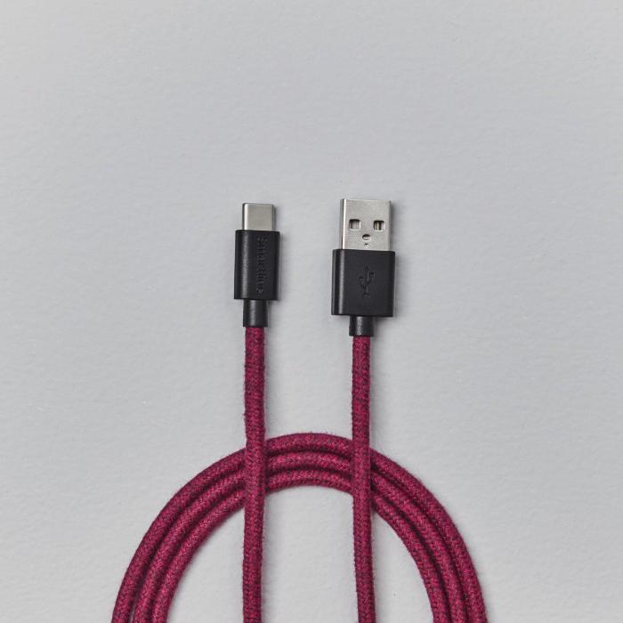 Bild 5, Smartline Smartline 2m 3A USB-C Fuzzy Laddningskabel Lila - Teknikhallen.se