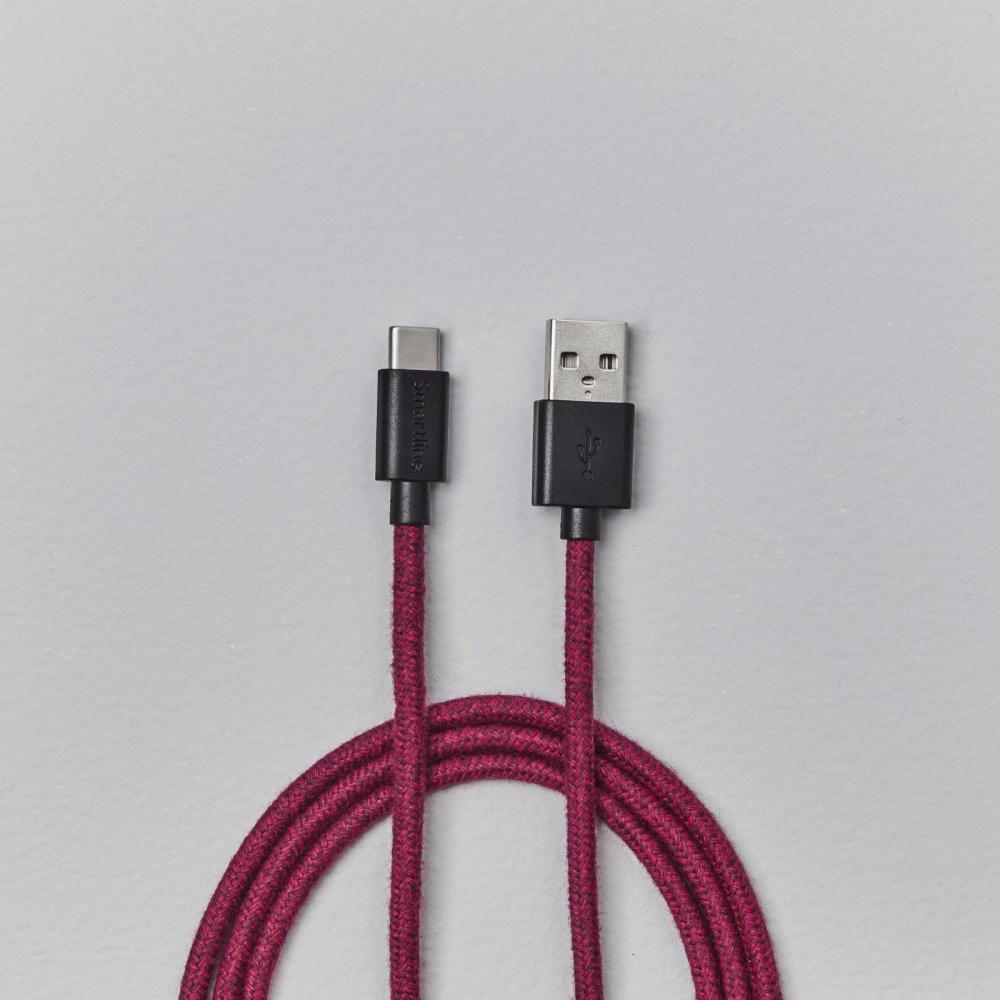 Smartline Smartline 2m 3A USB-C Fuzzy Laddningskabel Lila - Teknikhallen.se