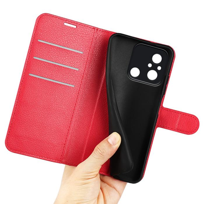 Bild 4,  Xiaomi Redmi 12C 4G Fodral Litchi Läder Röd - Teknikhallen.se