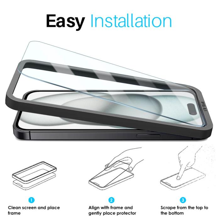 Bild 3, NORTHJO NORTHJO iPhone 15 Skärmskydd 2-PACK Härdat Glas - Teknikhallen.se