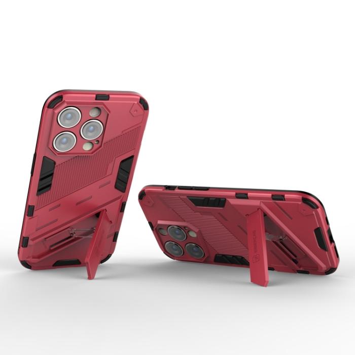 Bild 4,  iPhone 14 Pro Skal Hybrid Med Kickstand Röd/Rosa - Teknikhallen.se
