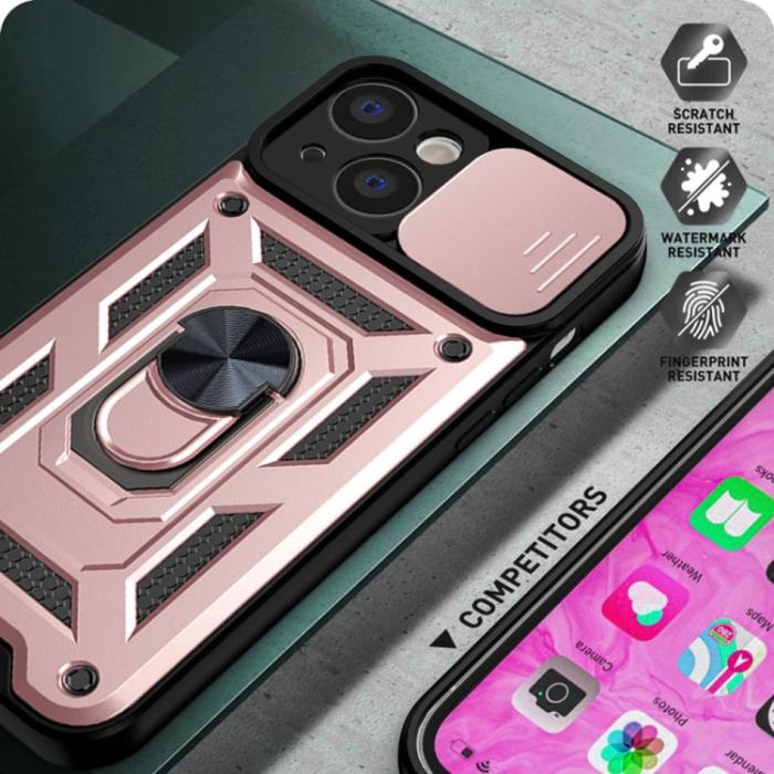 Bild 6,  iPhone 14 Skal Armor Hybrid Ring CamShield Roséguld - Teknikhallen.se