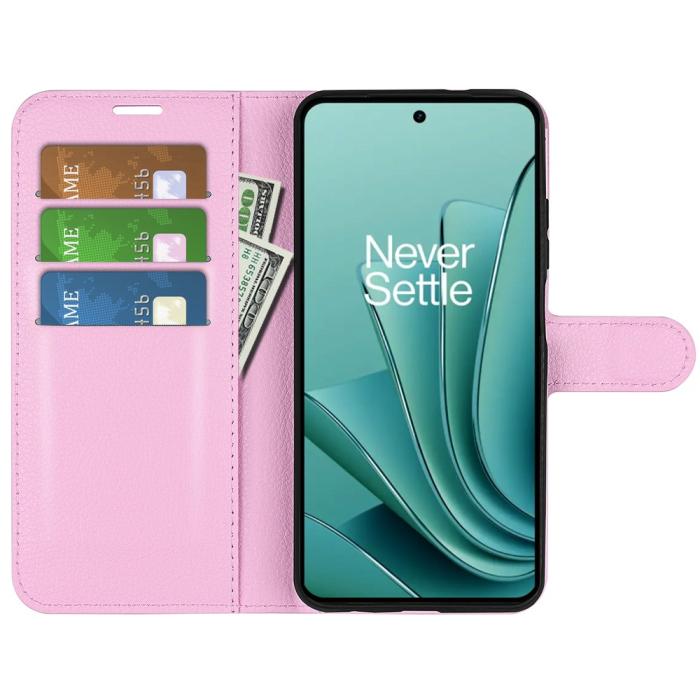 Bild 2,  OnePlus Nord 3 5G Fodral Litchi Textur Ljus Rosa - Teknikhallen.se