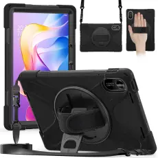  Xiaomi Redmi Pad 2 Skal 360&deg; Kickstand Med Strap Svart - Teknikhallen.se