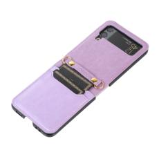  Galaxy Z Flip 3 Skal Solid L&auml;der 2 Kortfack Lila - Teknikhallen.se