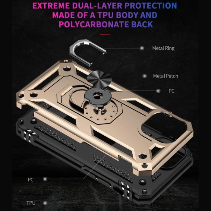 Bild 6,  iPhone 14 Pro Max Skal Shockproof Hybrid Ring Guld - Teknikhallen.se