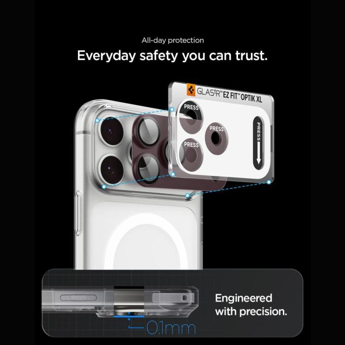 Bild 6, Spigen Spigen iPhone 18 Pro Max Linsskydd Optik Pro XL GLAS.tR 'Ez Fit' - Teknikhallen.se